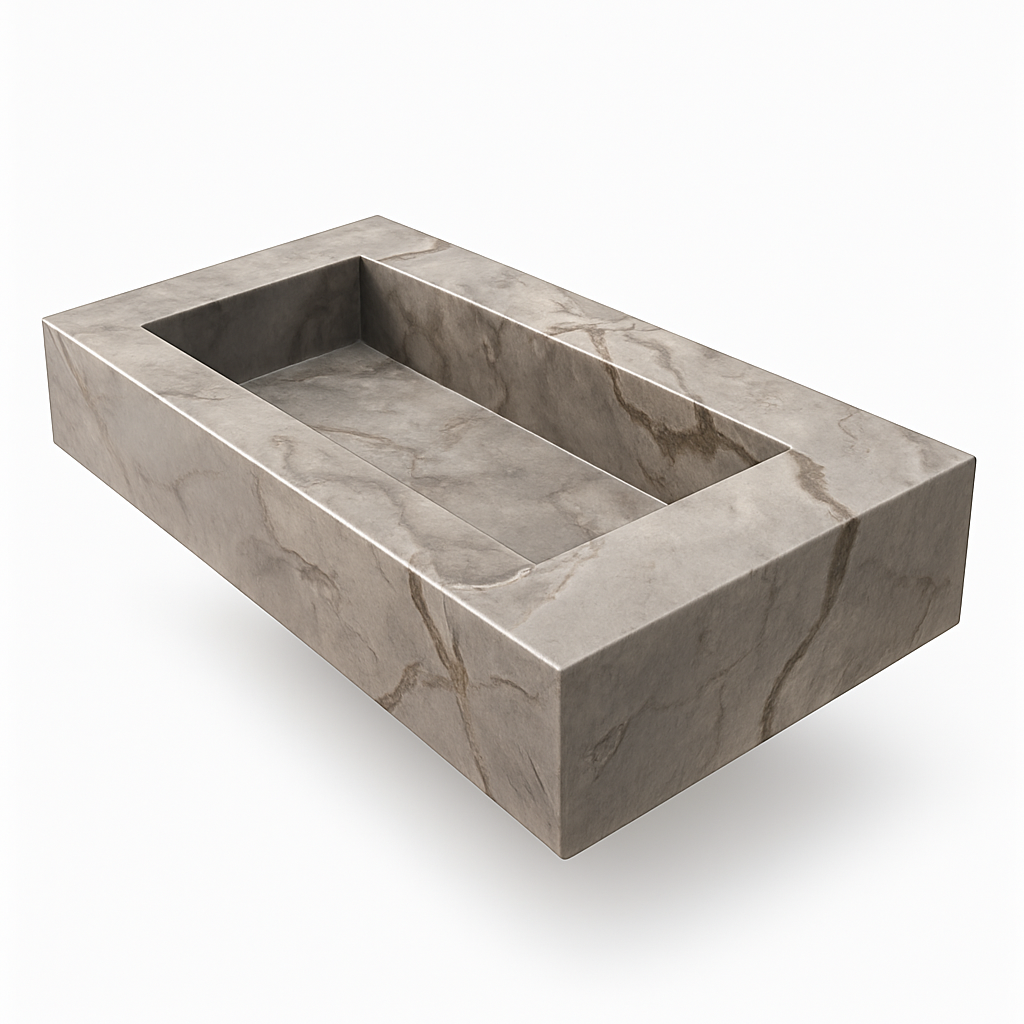(طلب مسبق) حوض بورسلين حائطي ماركة لون بيج BON - كود FL007 - المقاس 15×80×45 سم