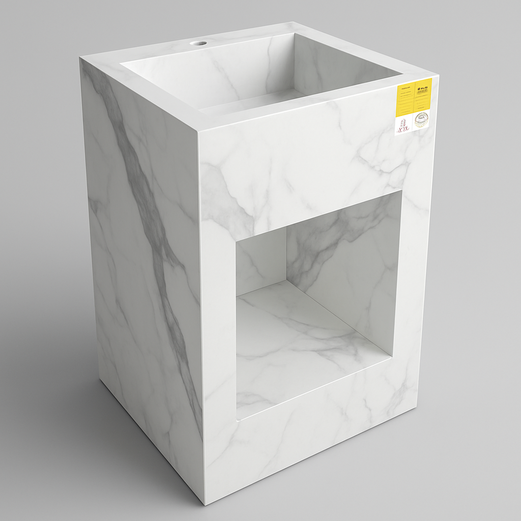 حوض بورسلين قائم ماركة لون أبيض BON - كود 00W2 - المقاس 85×60×45 سم