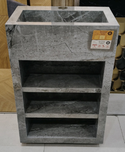 (طلب مسبق) حوض بورسلين قائم ماركة لون رمادي BON - كود ST00A7 - المقاس 85×60×40 سم