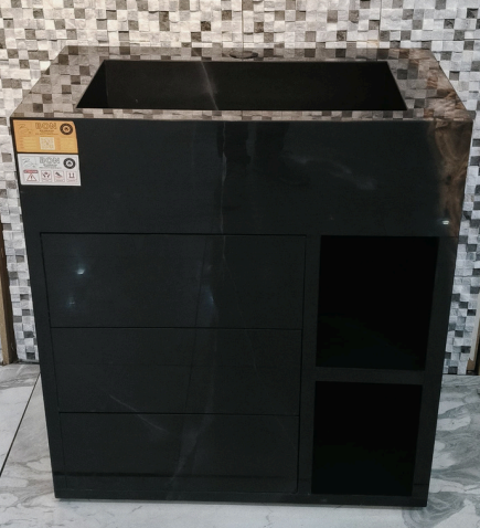 (طلب مسبق) حوض بورسلين مع وحدة تخزين ماركة لون أسود BON - كود B00U2 - المقاس 85×80×45 سم