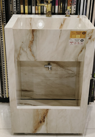 (طلب مسبق) حوض بورسلين قائم ماركة لون بيجBON - كود 00W2 - المقاس 85×60×45 سم